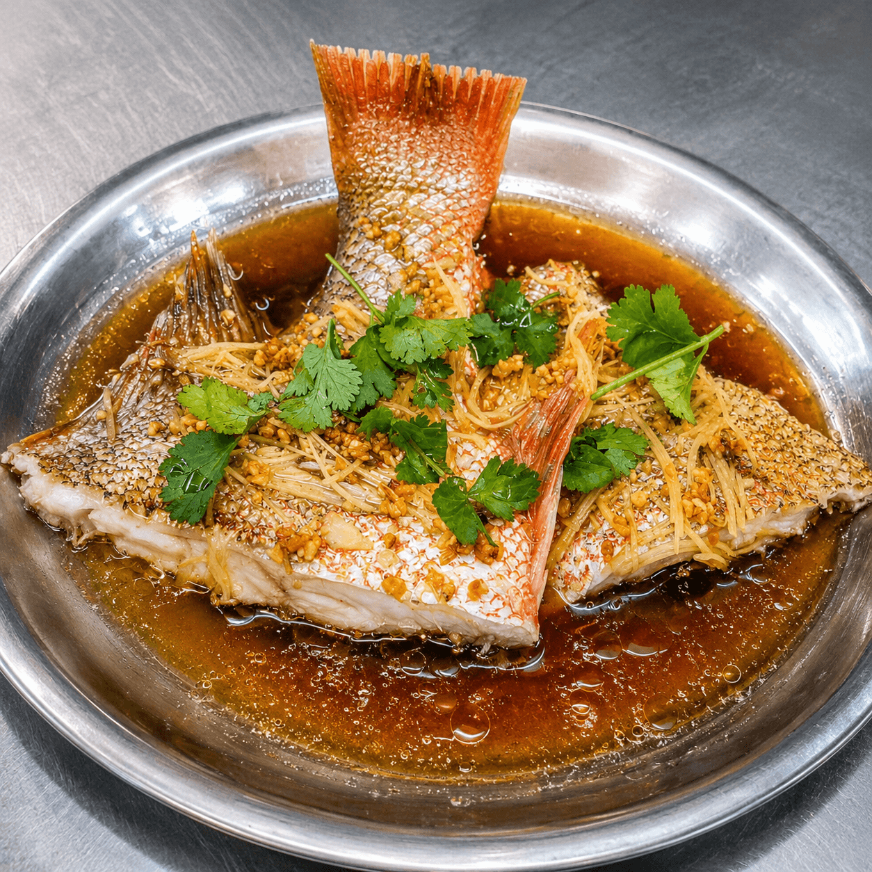 Steamed Red Snapper Fish Tail