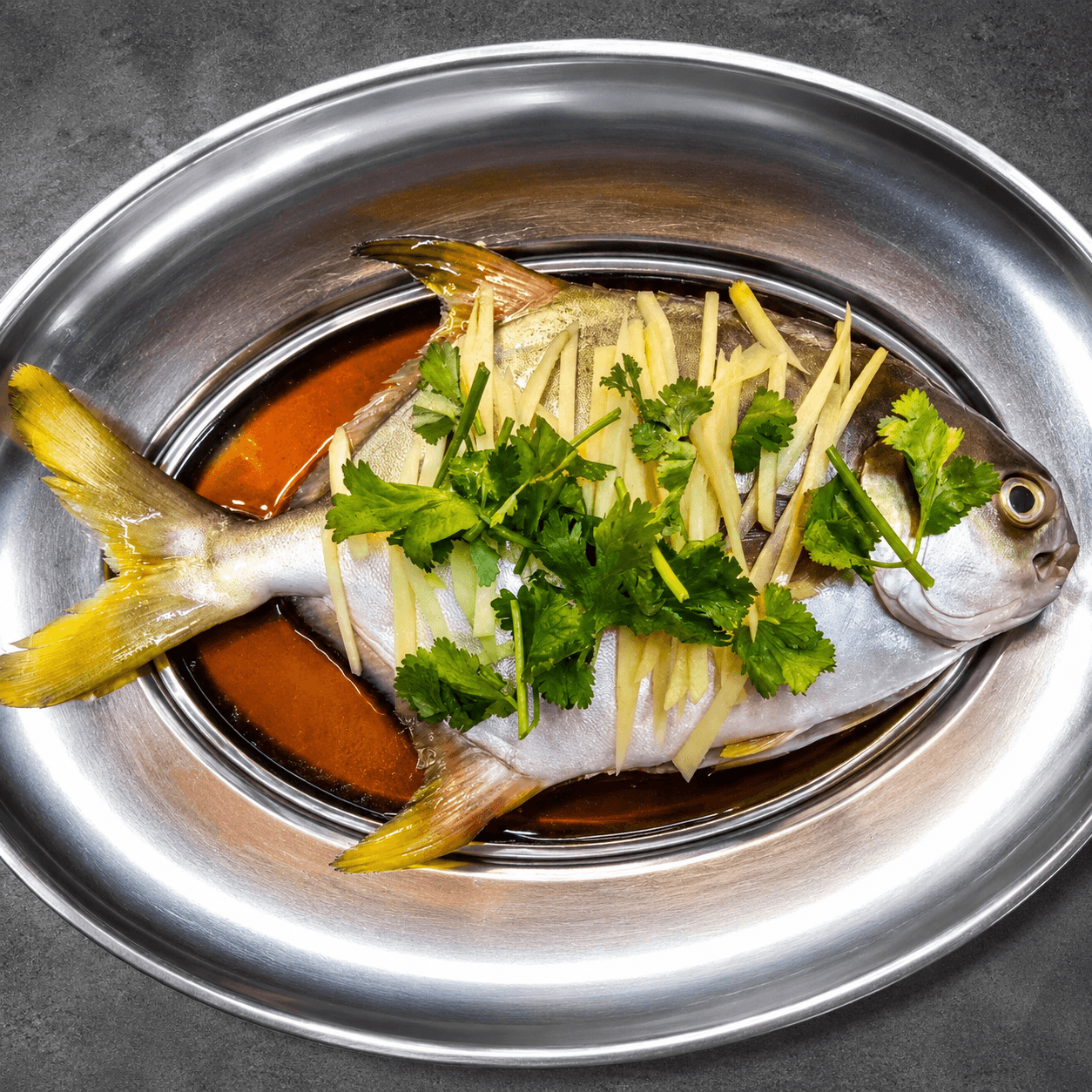 Steamed Golden Pomfret Fish